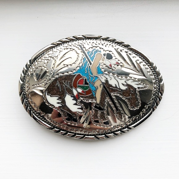 feathered indian belt buckle